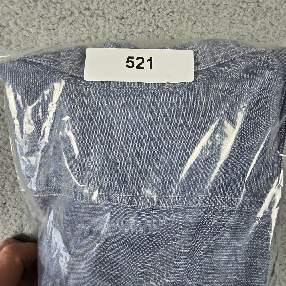 Woolrich  Shirt Mens XL Blue Chambray Casual Short Sleeve‎ Button Up Pockets - Picture 13 of 13